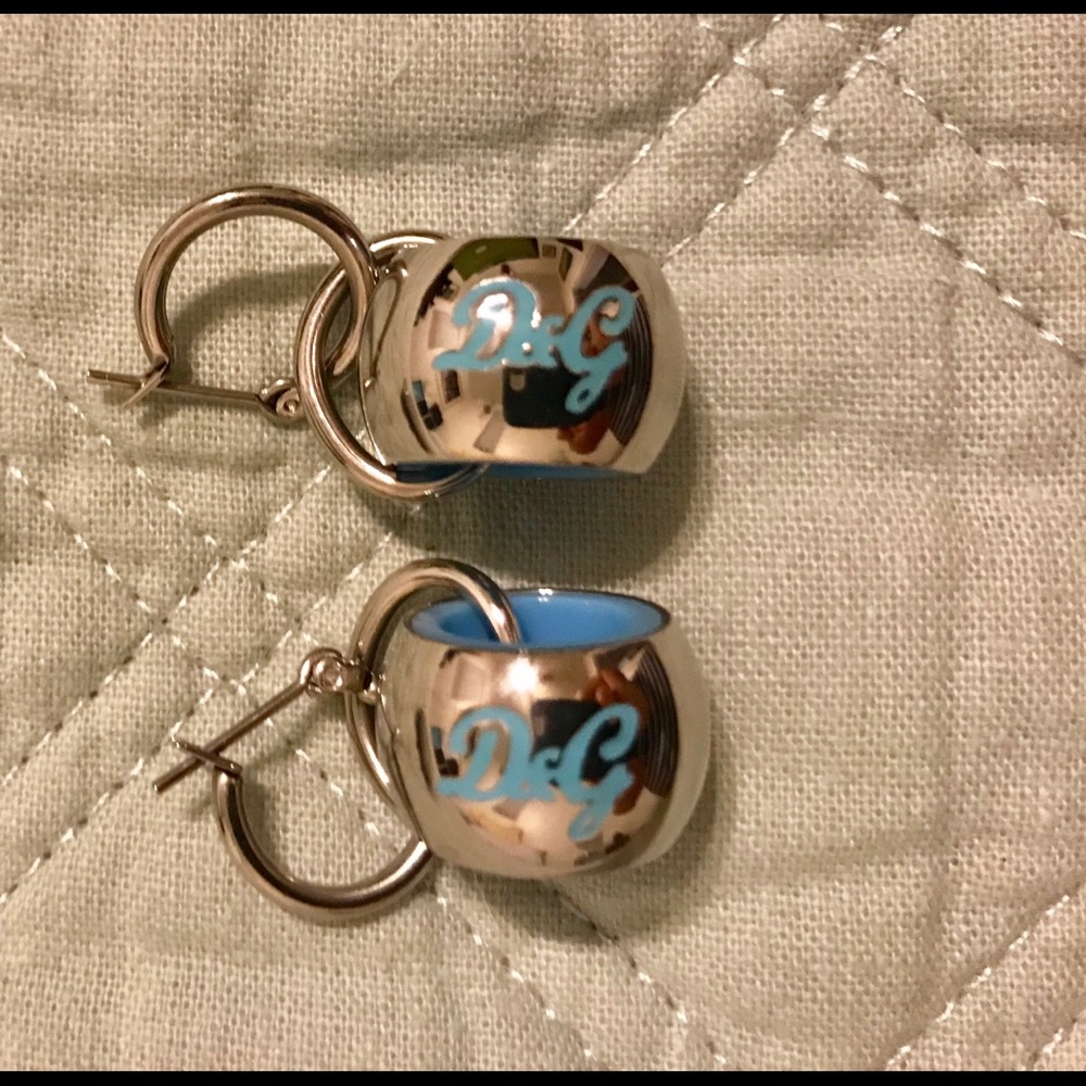 Dolce and Gabbana Silver/Blue Enamel Earrings